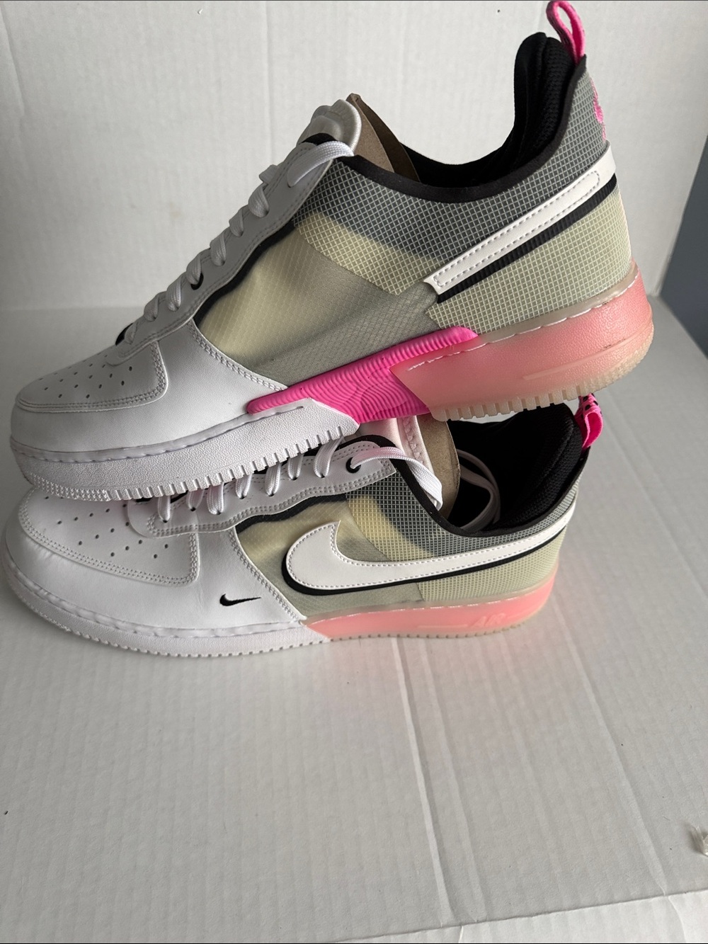 Nike Air Force 1 Low React white Black Pink Spell Sz 15 Like New - Picture 3 of 10